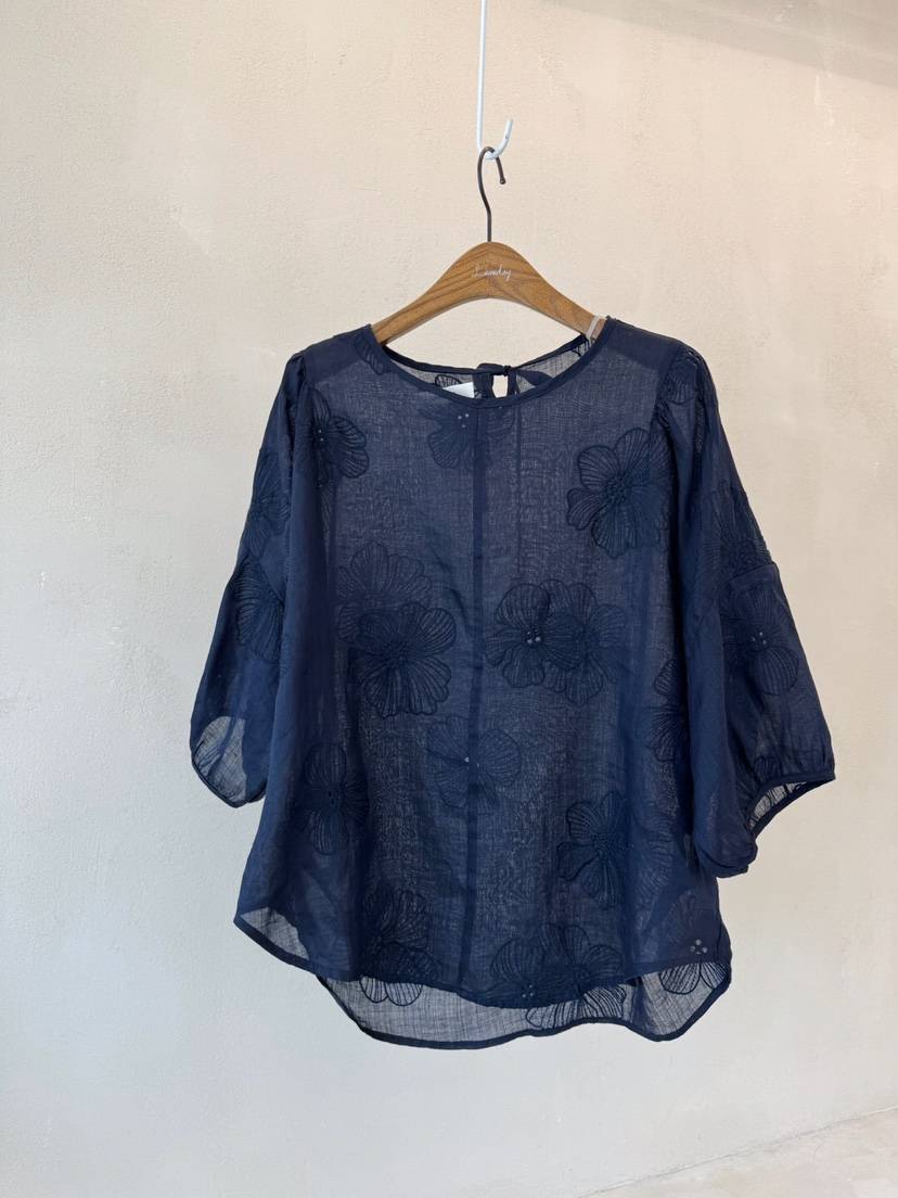 LAUNDRY直郵韓國代購㊣女裝新品熱賣時尚襯衫蕾絲衫刺繡亞麻LAUNDRY襯衫/蕾絲衫