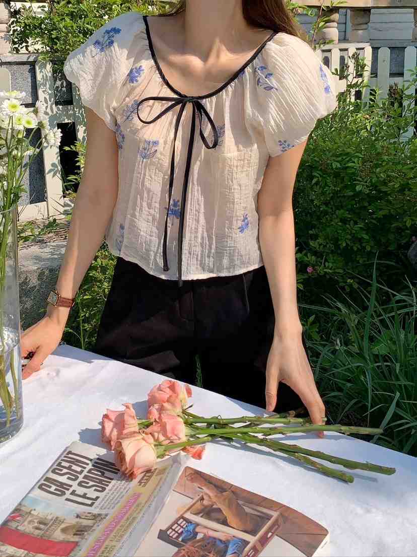 CRONG韓國㊣直郵東大門代購女裝新款25春夏休閑推薦襯衫蕾絲衫CRONG襯衫/蕾絲衫