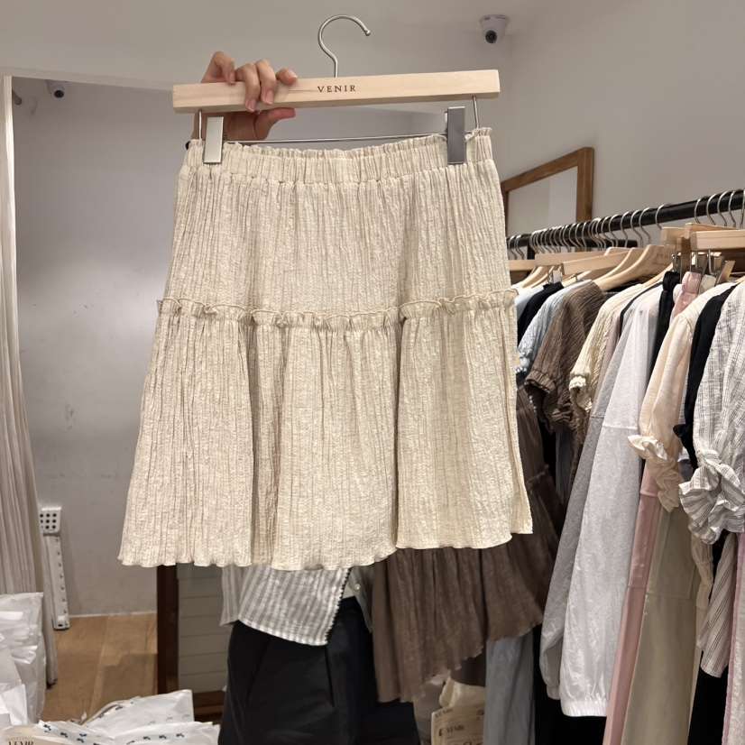 VENIR-a韓國直郵㊣女裝新品25春夏人氣熱賣休閑短裙亞麻布VENIR-a短裙