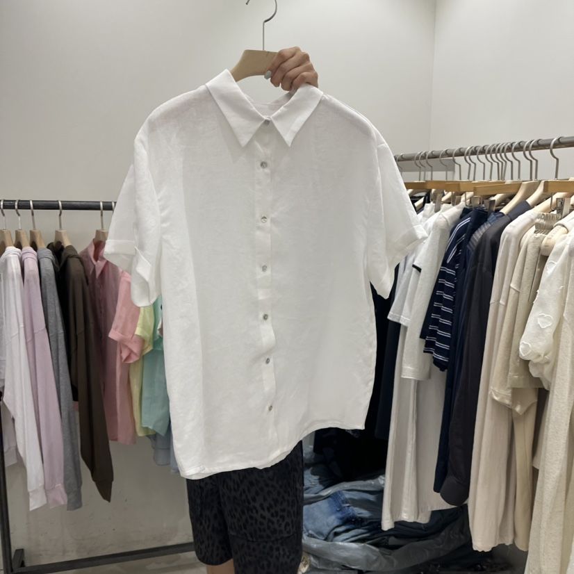 REPELLER直郵韓國代購㊣女裝新品熱賣人氣25春夏襯衫蕾絲衫亞麻REPELLER襯衫/蕾絲衫