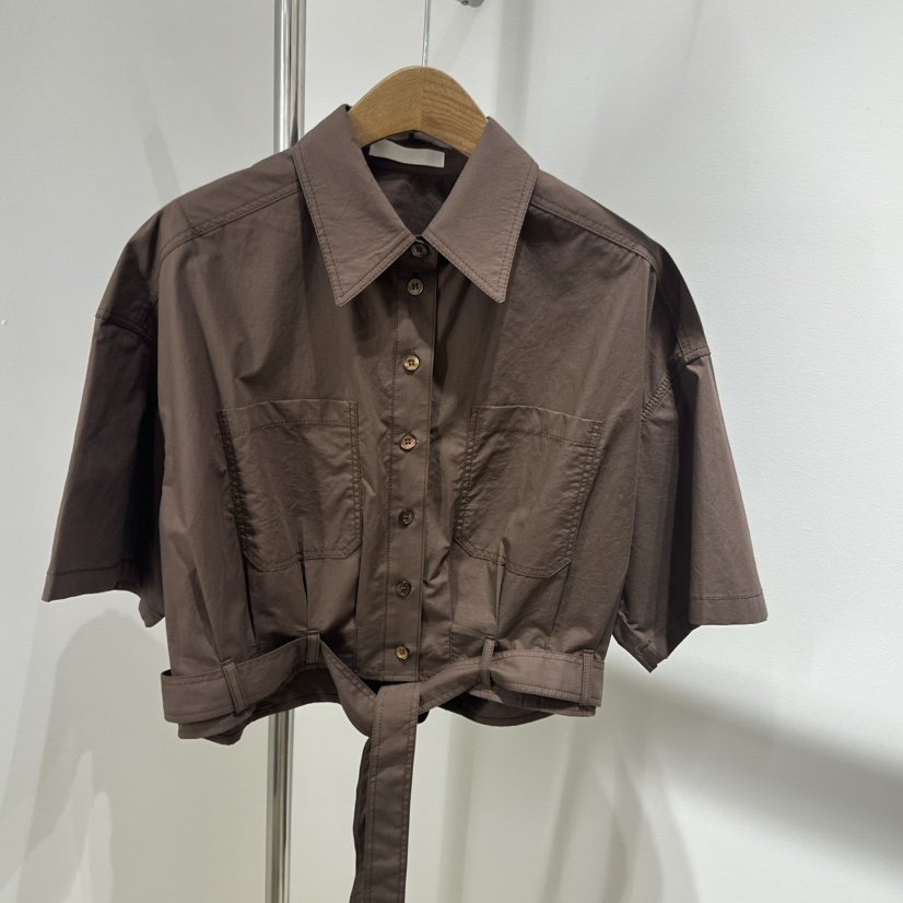 ART IS OVER直郵韓國代購㊣女裝新品25春夏襯衫蕾絲衫含腰帶ART IS OVER襯衫/蕾絲衫