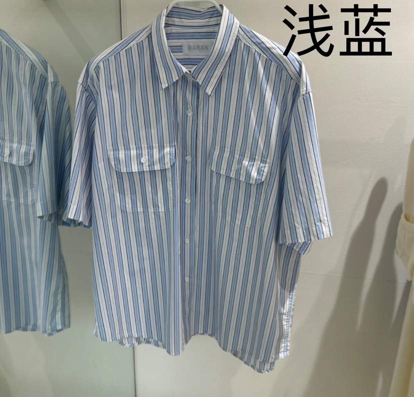 MARAN-P韓國㊣直郵東大門代購女裝新款25春夏襯衫蕾絲衫條紋MARAN襯衫/蕾絲衫