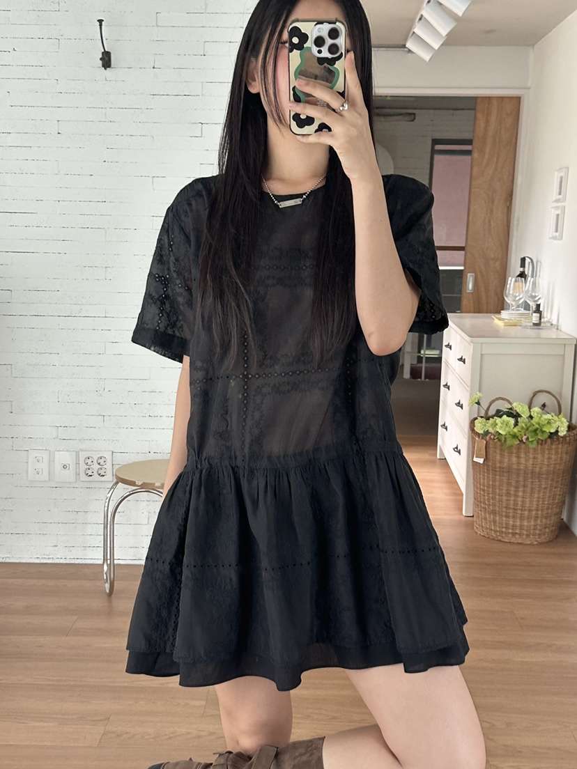 I MFACT韓國代購女裝新品真品人氣熱賣25春夏連衣裙刺繡絲綢I MFACT連衣裙