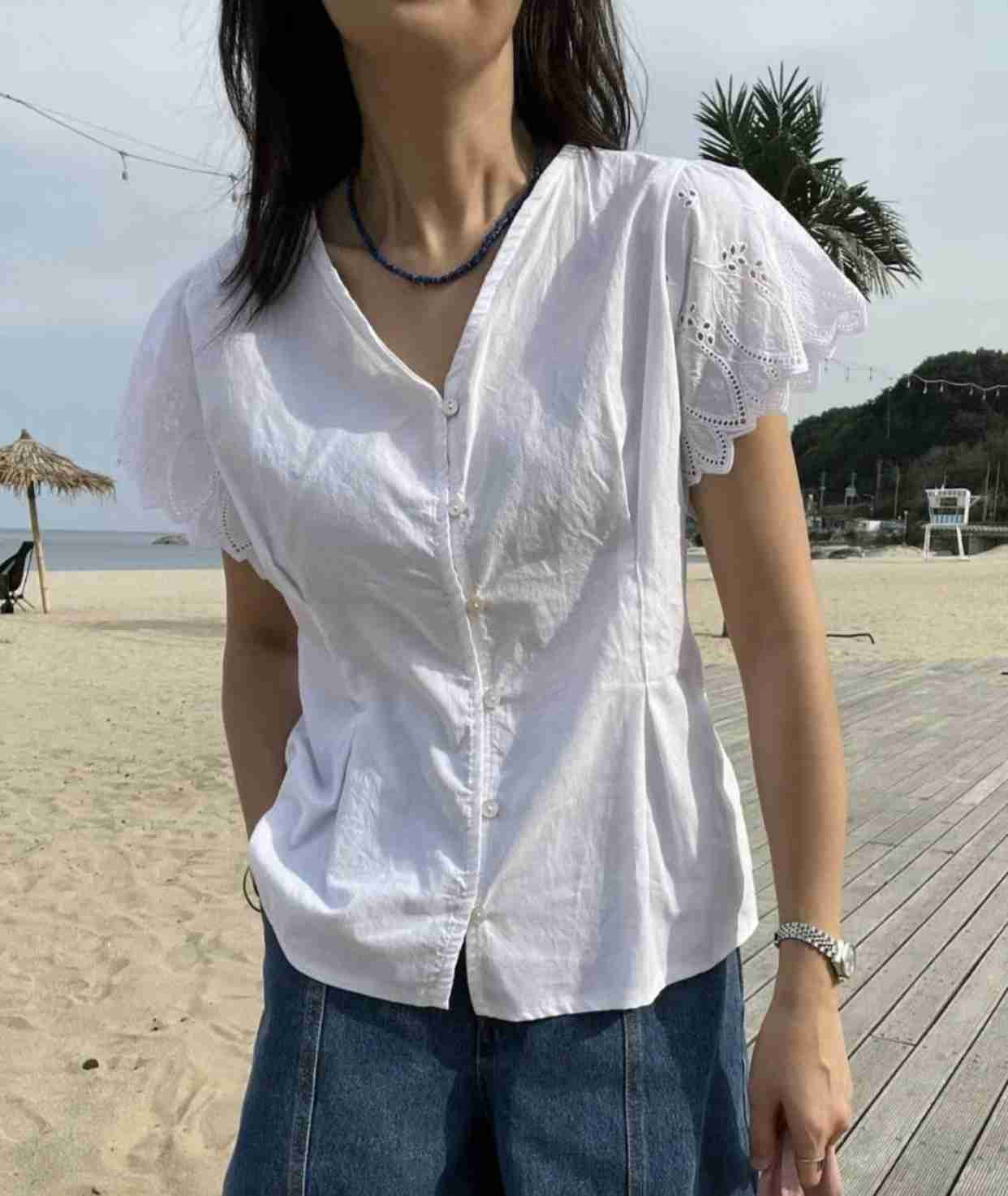 LAGRASS韓國代購女士新款25春夏時尚人氣休閑推薦襯衫蕾絲衫LAGRASS襯衫/蕾絲衫