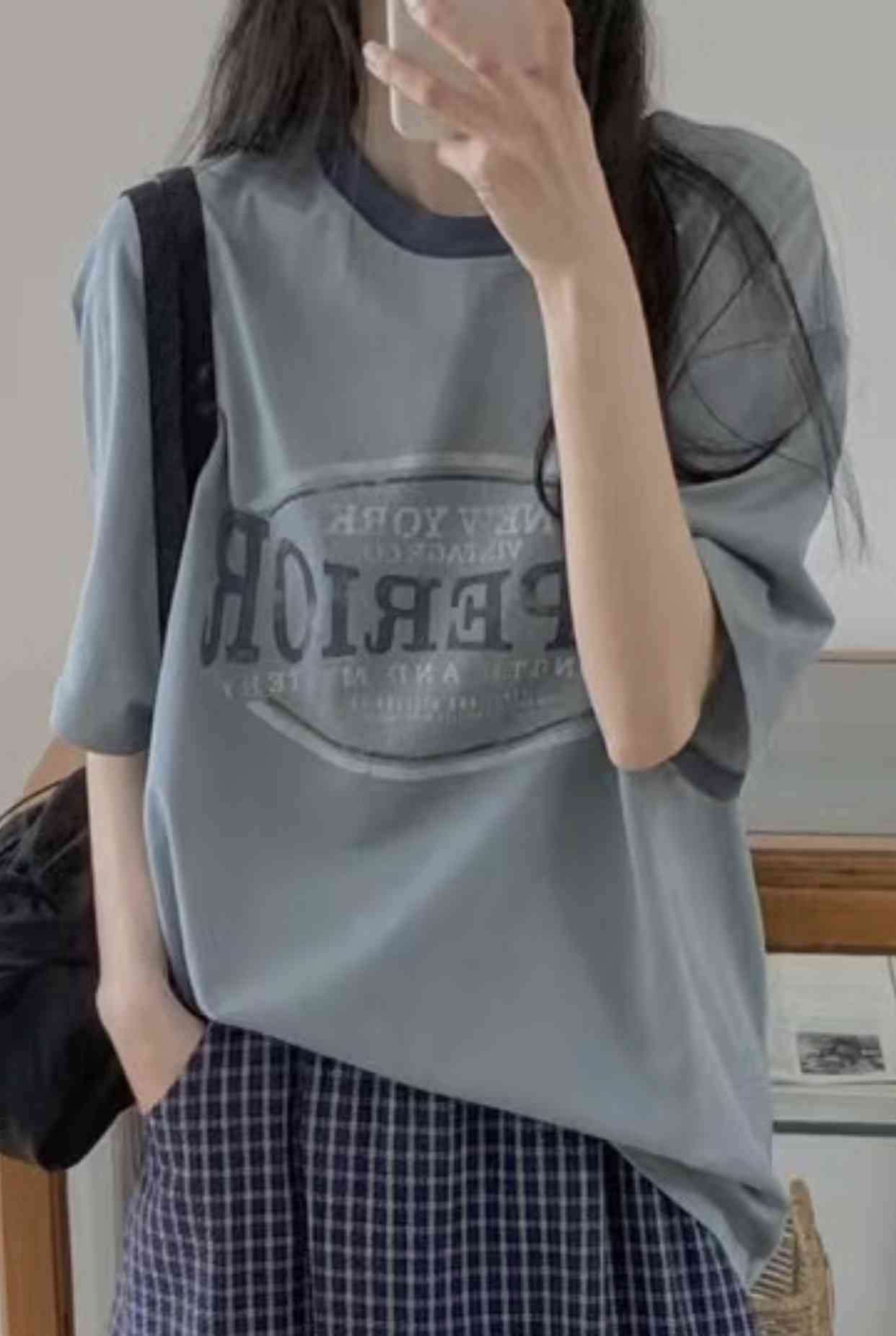 AUGUSTLOUNGE韓國代購女士新品人氣25春夏時尚職業休閑推薦T恤AUGUSTLOUNGET恤