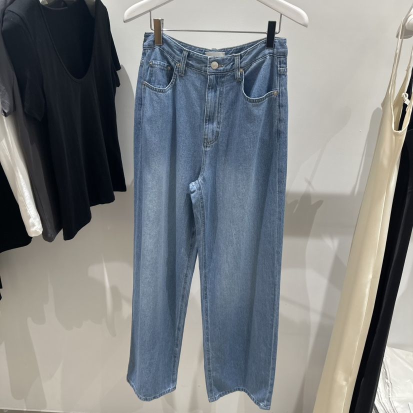 HELVETICA直郵韓國代購㊣女裝新款25春夏時尚熱賣牛仔褲亞麻HELVETICA牛仔褲