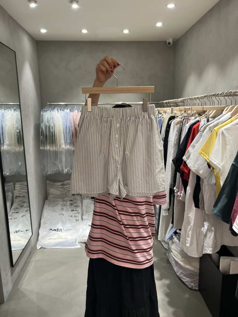 X-MOOD直郵韓國代購㊣女裝新品休閑人氣時尚熱賣25春夏短褲條紋X-MOOD短褲
