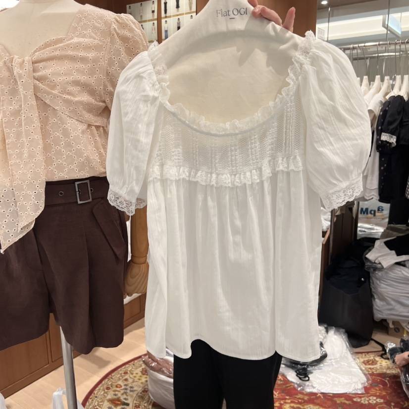 OGI韓國㊣直郵東大門代購女裝新品休閑推薦25春夏襯衫蕾絲衫FLat OGI襯衫/蕾絲衫