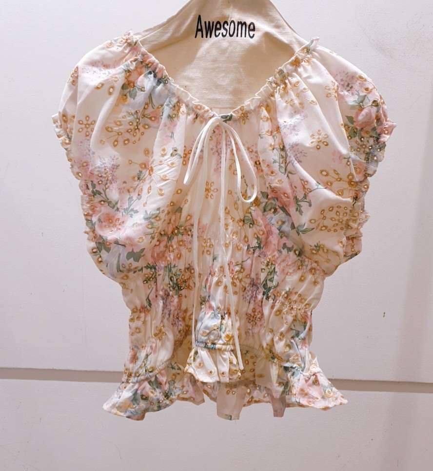 AWESOME-P直郵韓國代購㊣女裝新品休閑熱賣25春夏襯衫蕾絲衫AWESOME-P襯衫/蕾絲衫