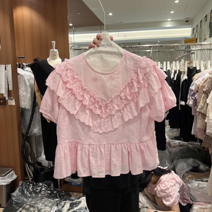 OGI韓國直郵㊣女裝新品推薦熱賣休閑時尚人氣25春夏襯衫蕾絲衫FLat OGI襯衫/蕾絲衫
