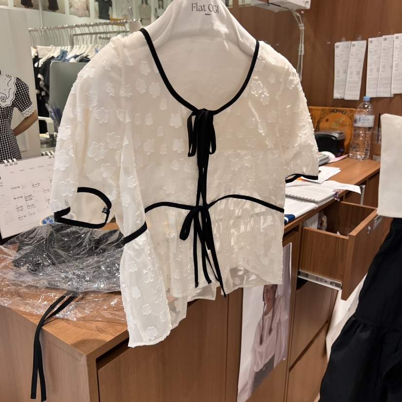 OGI直郵韓國代購㊣女裝新品25春夏休閑人氣推薦襯衫蕾絲衫開衫FLat OGI襯衫/蕾絲衫
