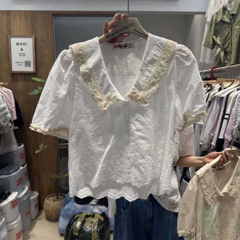 MARI CO直郵韓國代購㊣女裝新品休閑時尚25春夏襯衫蕾絲衫MARI CO襯衫/蕾絲衫