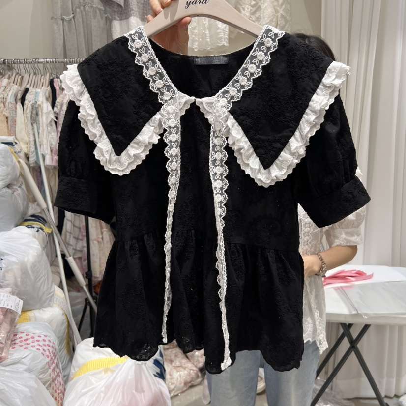 YARD直郵韓國代購㊣女裝新款熱賣25春夏時尚休閑襯衫蕾絲衫YARD襯衫/蕾絲衫