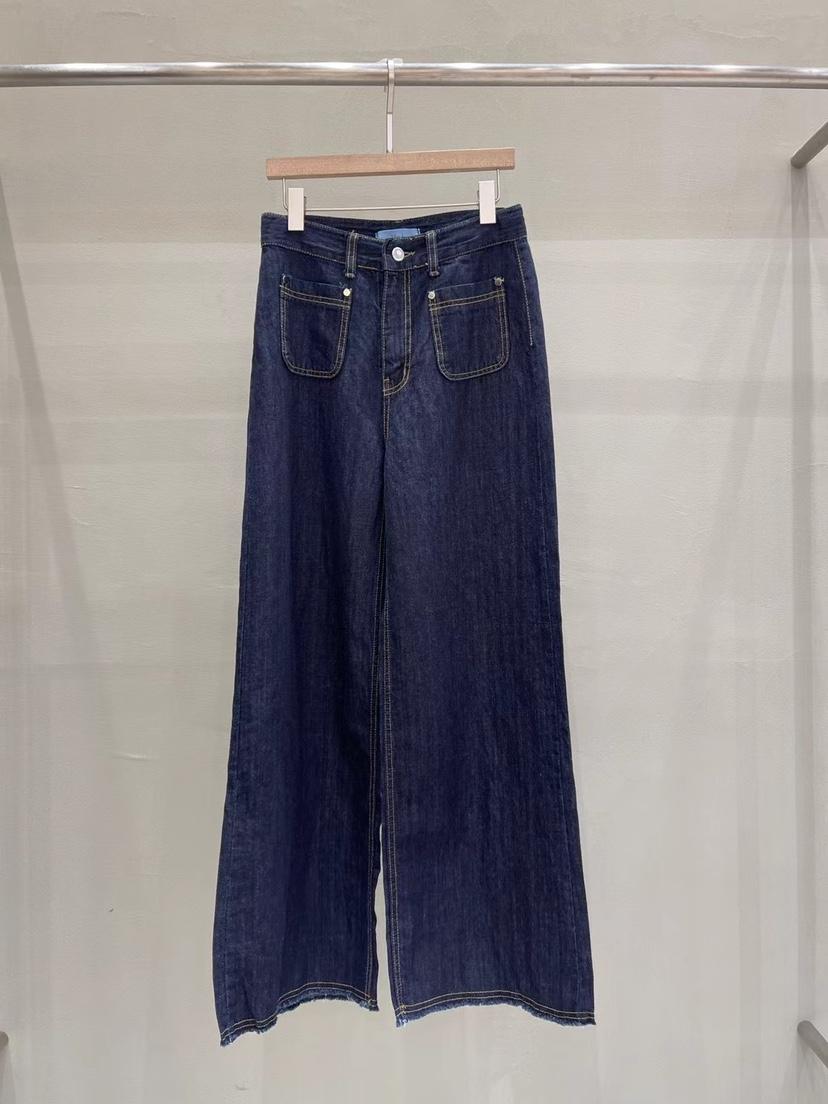 THE MUI韓國㊣直郵東大門代購女裝新品推薦牛仔褲口袋亞麻Mu:i-A牛仔褲