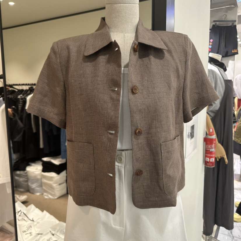 RE STOCK韓國直郵㊣女裝新品25春夏人氣推薦休閑時尚夾克亞麻RE STOCK夾克