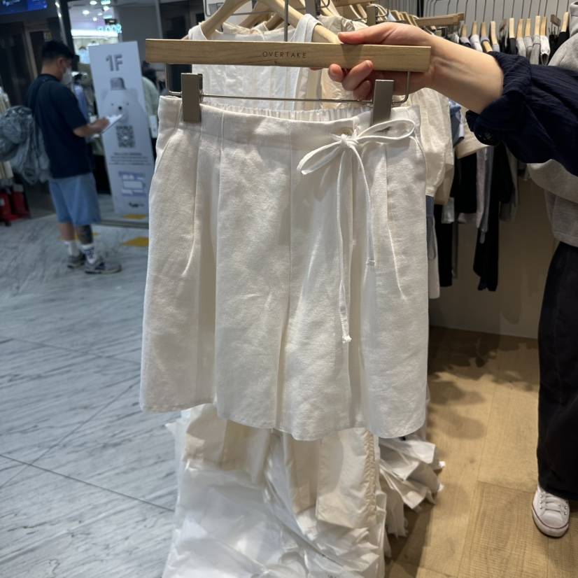 OVERTAKE韓國㊣直郵東大門代購女裝新品時尚推薦人氣短褲亞麻OVERTAKE短褲