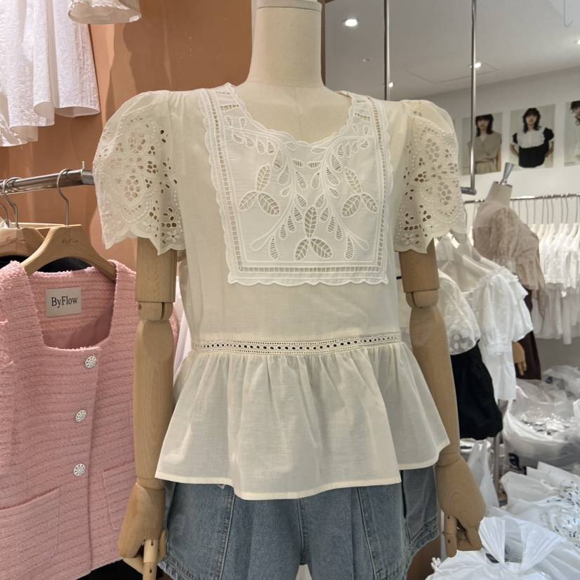 BY FLOW韓國㊣直郵東大門代購女裝新品25春夏休閑襯衫蕾絲衫BY FLOW襯衫/蕾絲衫