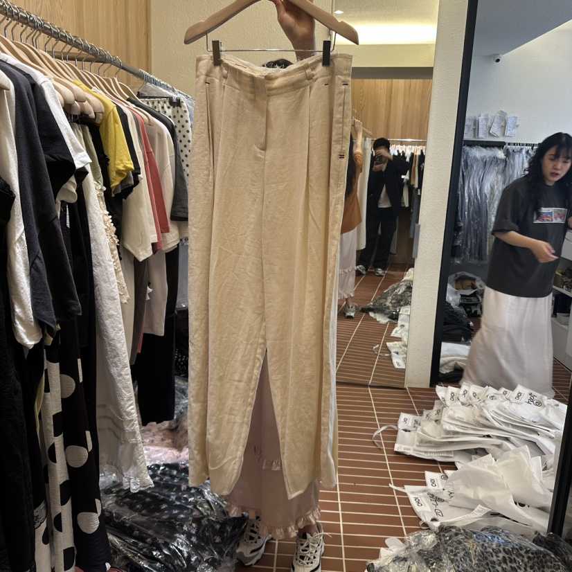 CHOI-L直郵韓國代購㊣女裝新品25春夏推薦人氣時尚休閑褲亞麻CHOI休閑褲