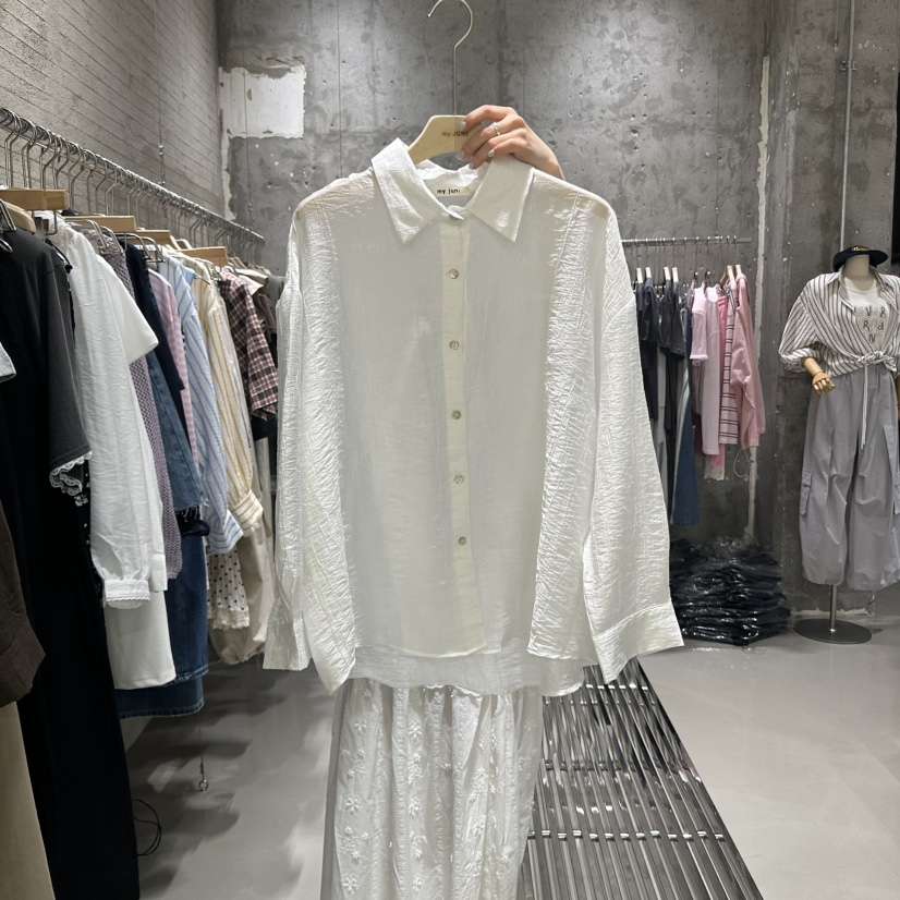 JUNI韓國代購女裝新品人氣職業熱賣時尚休閑襯衫蕾絲衫柔軟my juni襯衫/蕾絲衫