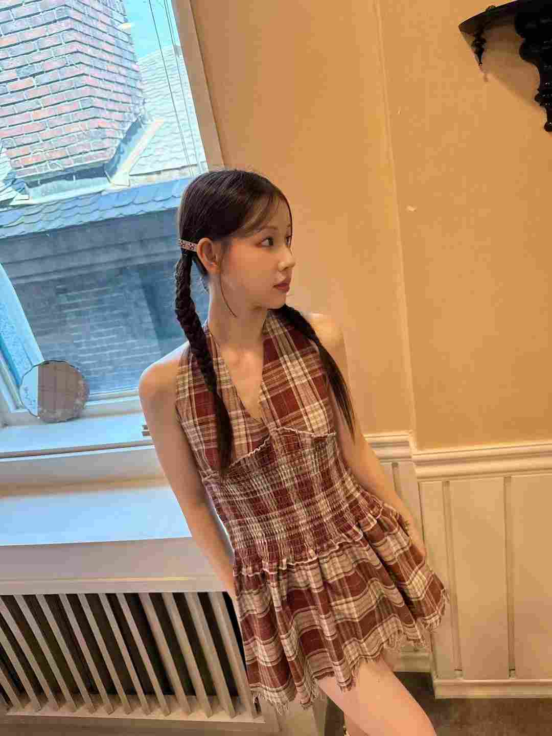 THEHANDS韓國直郵㊣東大門實拍女裝新款推薦休閑連衣裙格紋THEHANDS連衣裙