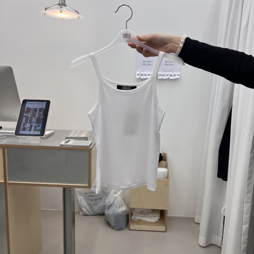 STAINLESS韓國㊣直郵東大門代購女裝新品休閑吊帶背心蕾絲羅紋STAINLESS吊帶/背心