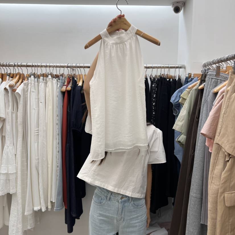 DRESS ROOM直郵韓國代購㊣女裝新款推薦時尚吊帶背心亞麻布DRESS ROOM吊帶/背心