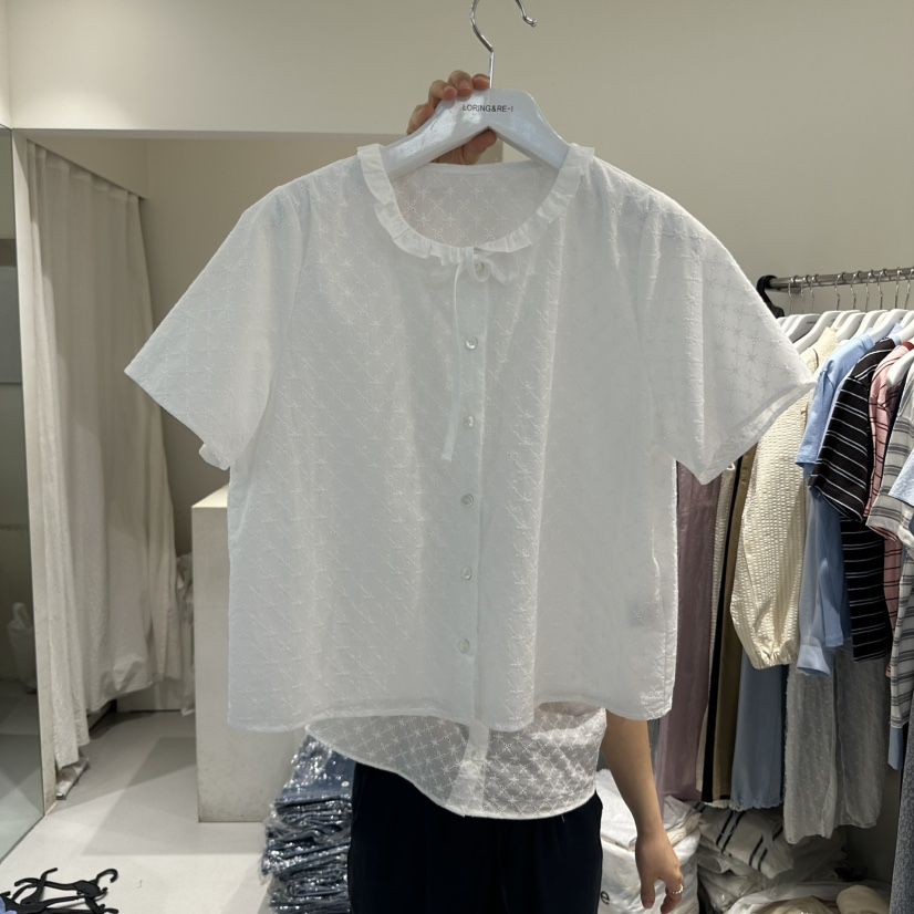 LORING RE I韓國直郵㊣女裝新款熱賣時尚25春夏襯衫蕾絲衫LORING RE-I/BARE襯衫/蕾絲衫