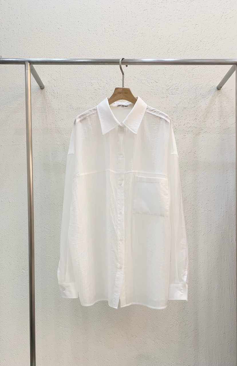 LIGHT AND SALT直郵韓國代購㊣女裝新品人氣襯衫蕾絲衫天絲條紋LIGHT AND SALT襯衫/蕾絲衫