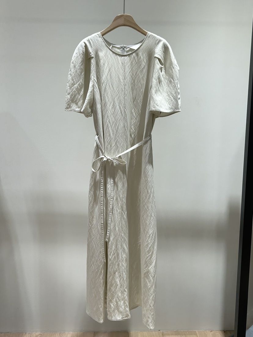 THE SAND/SAND BEIGE韓國㊣直郵東大門代購女裝新款25春夏連衣裙含腰繩亞麻長款THE SAND/SAND BEIGE連衣裙