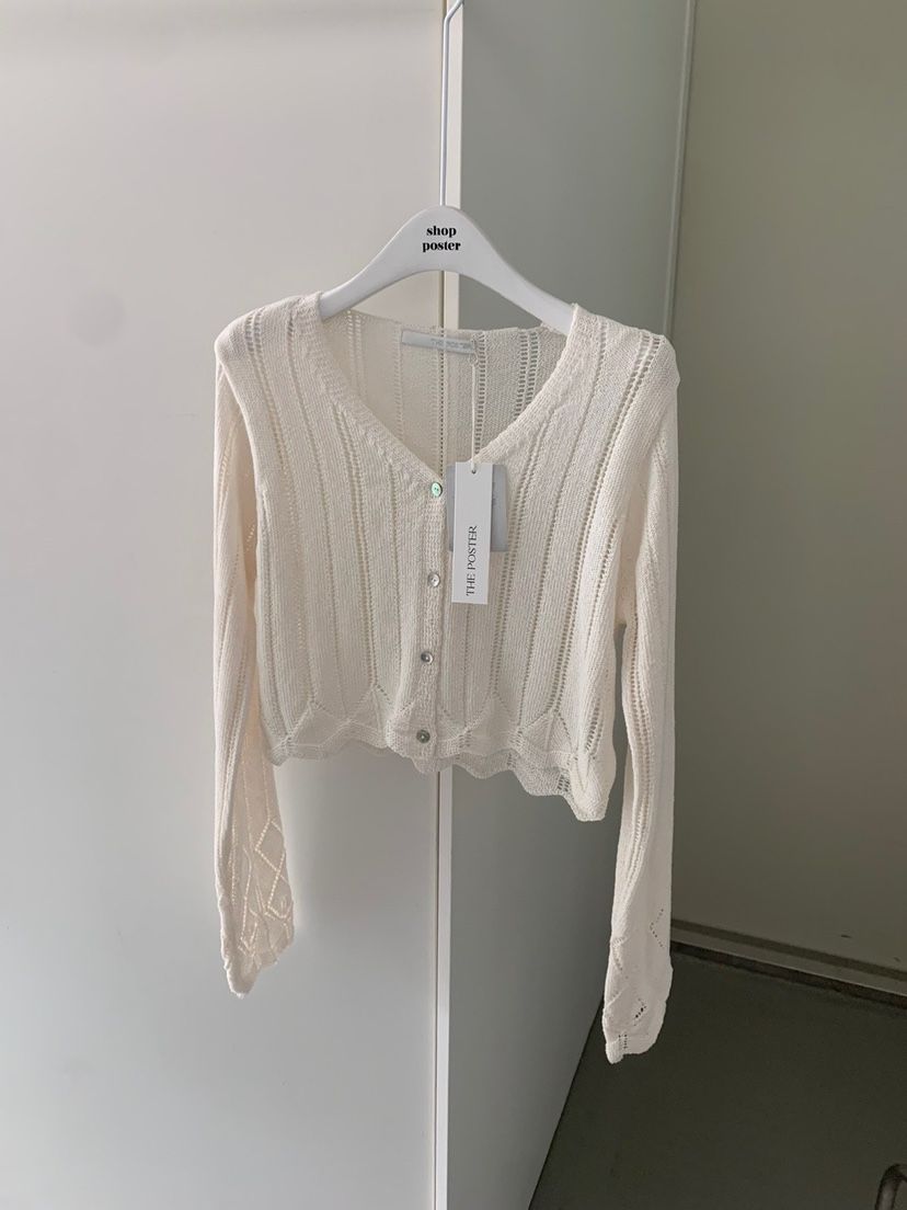 SHOP POSTER韓國㊣直郵東大門代購女裝新品25春夏針織衫亞麻開衫SHOP_POSTER針織衫