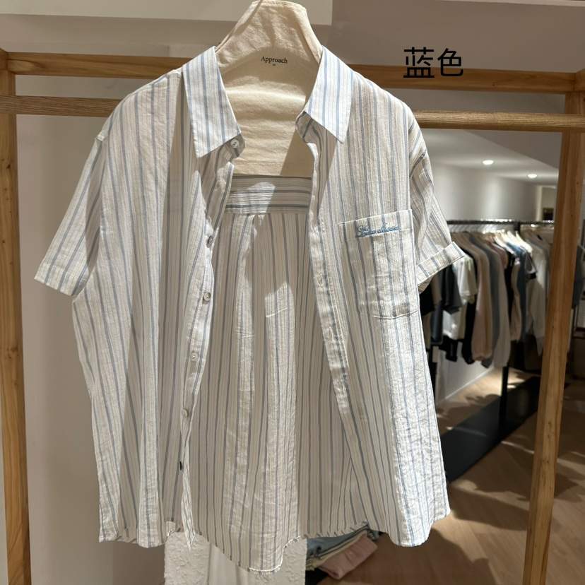 APPROACH0.1直郵韓國代購㊣女裝新品人氣時尚襯衫蕾絲衫條紋APPROACH0.1襯衫/蕾絲衫