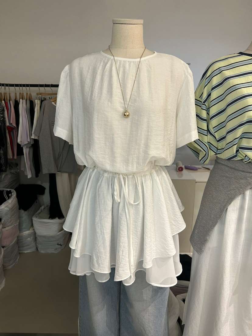 AS THOUGHT韓國直郵㊣東大門實拍女裝新品人氣休閑襯衫蕾絲衫AS THOUGHT襯衫/蕾絲衫