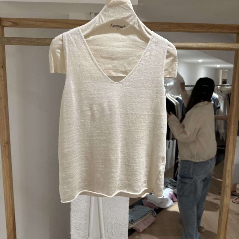 APPROACH0.1直郵韓國代購㊣女裝新品休閑時尚吊帶背心亞麻APPROACH0.1吊帶/背心