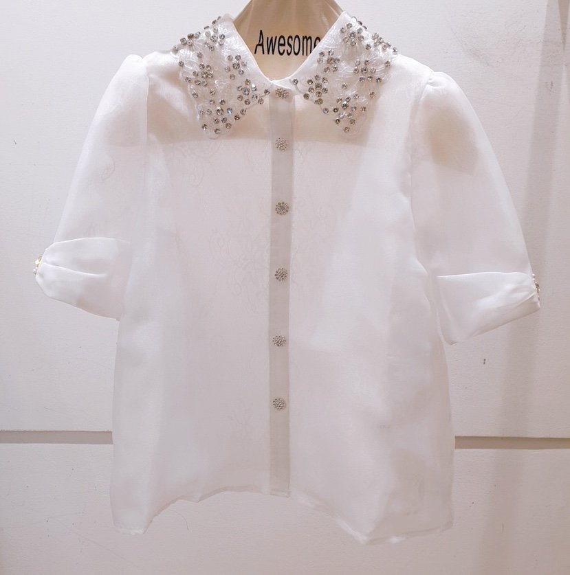 AWESOME-P韓國代購女裝新品真品人氣25春夏休閑襯衫蕾絲衫AWESOME-P襯衫/蕾絲衫