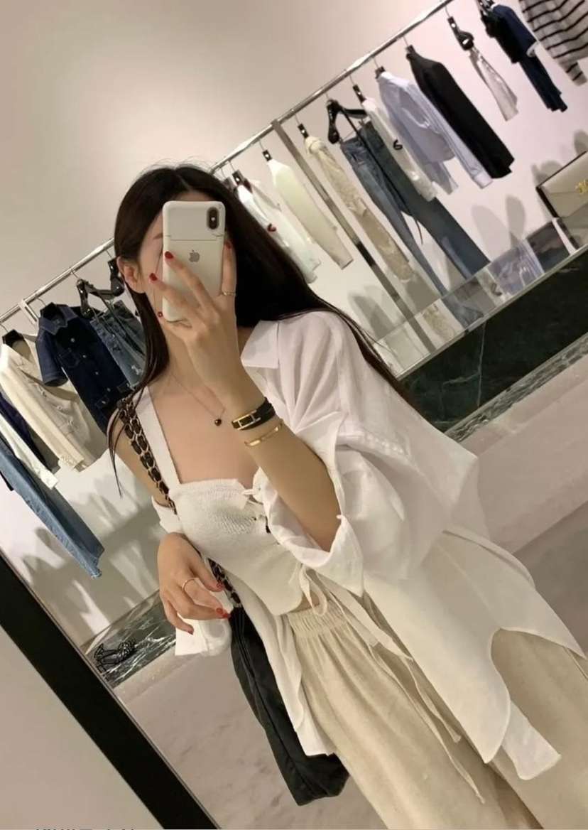 husbee韓國代購㊣女裝新品休閑襯衫蕾絲衫不含內搭亞麻寬松husbee襯衫/蕾絲衫